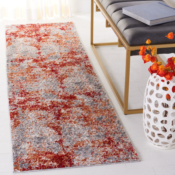 SAFAVIEH Aston Collection ASN710Q Red / Grey Rug Image 4