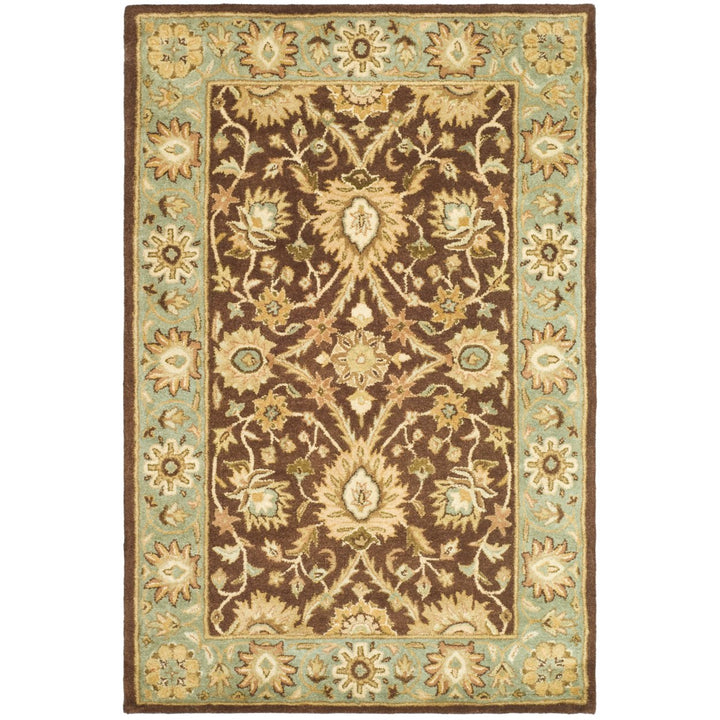 SAFAVIEH Antiquity AT249D Handmade Chocolate / Blue Rug Image 1