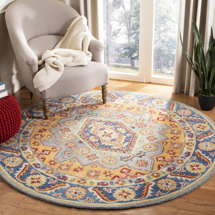 SAFAVIEH Antiquity AT504M Handmade Blue / Gold Rug Image 8