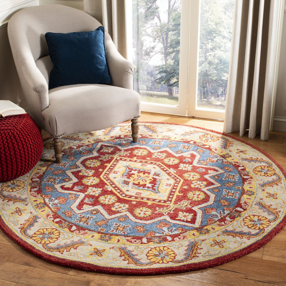 SAFAVIEH Antiquity AT503Q Handmade Red / Blue Rug Image 2