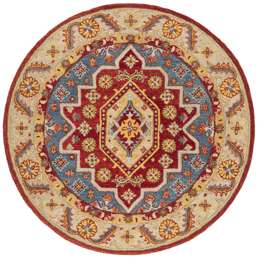 SAFAVIEH Antiquity AT503Q Handmade Red / Blue Rug Image 4