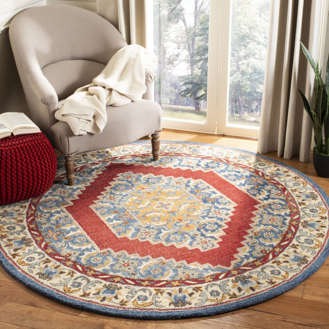 SAFAVIEH Antiquity AT505M Handmade Blue / Red Rug Image 8