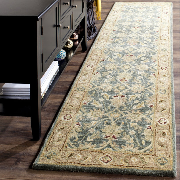 SAFAVIEH Antiquity AT849B Handmade Teal Blue / Taupe Rug Image 3