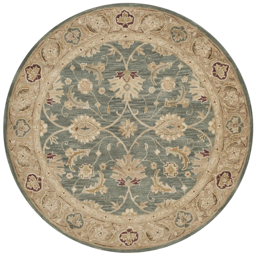 SAFAVIEH Antiquity AT849B Handmade Teal Blue / Taupe Rug Image 4