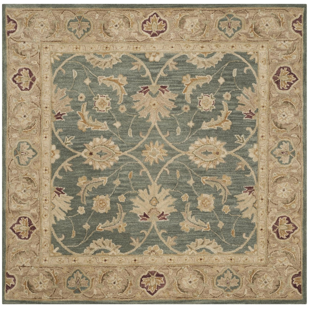 SAFAVIEH Antiquity AT849B Handmade Teal Blue / Taupe Rug Image 6