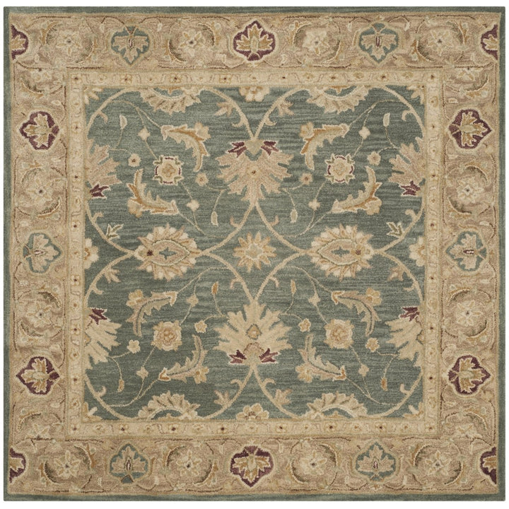 SAFAVIEH Antiquity AT849B Handmade Teal Blue / Taupe Rug Image 1