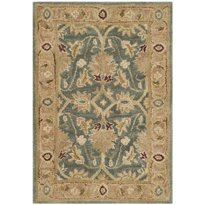 SAFAVIEH Antiquity AT849B Handmade Teal Blue / Taupe Rug Image 1