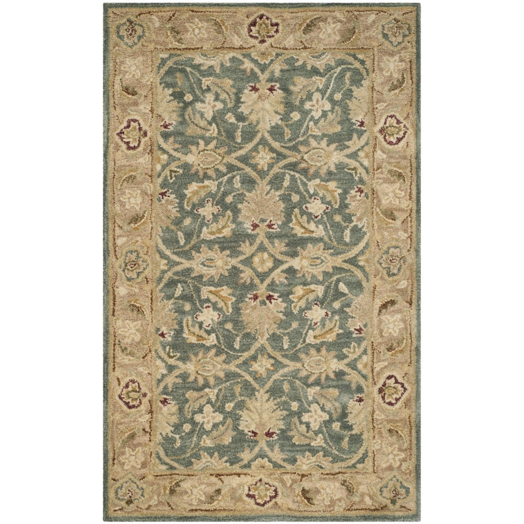 SAFAVIEH Antiquity AT849B Handmade Teal Blue / Taupe Rug Image 9