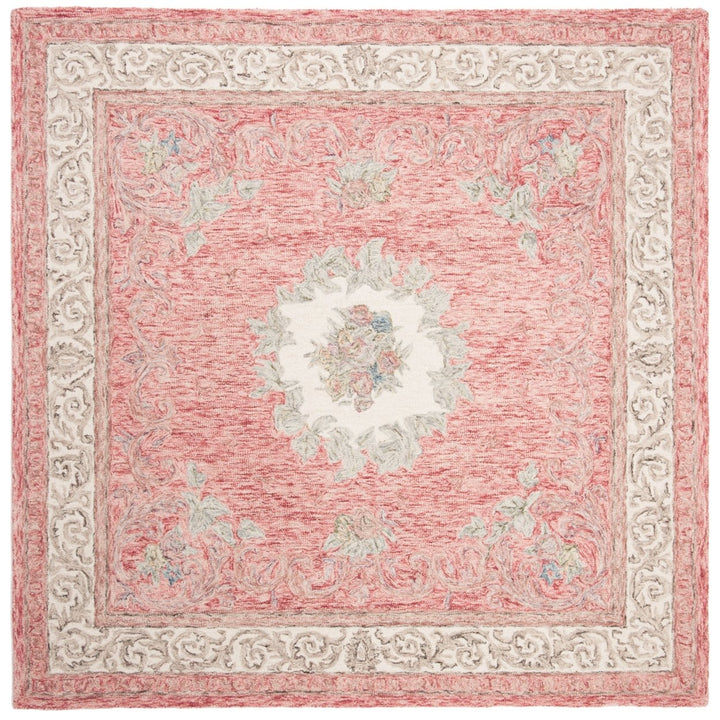 SAFAVIEH Aubusson AUB105Q Handmade Red / Ivory Rug Image 1