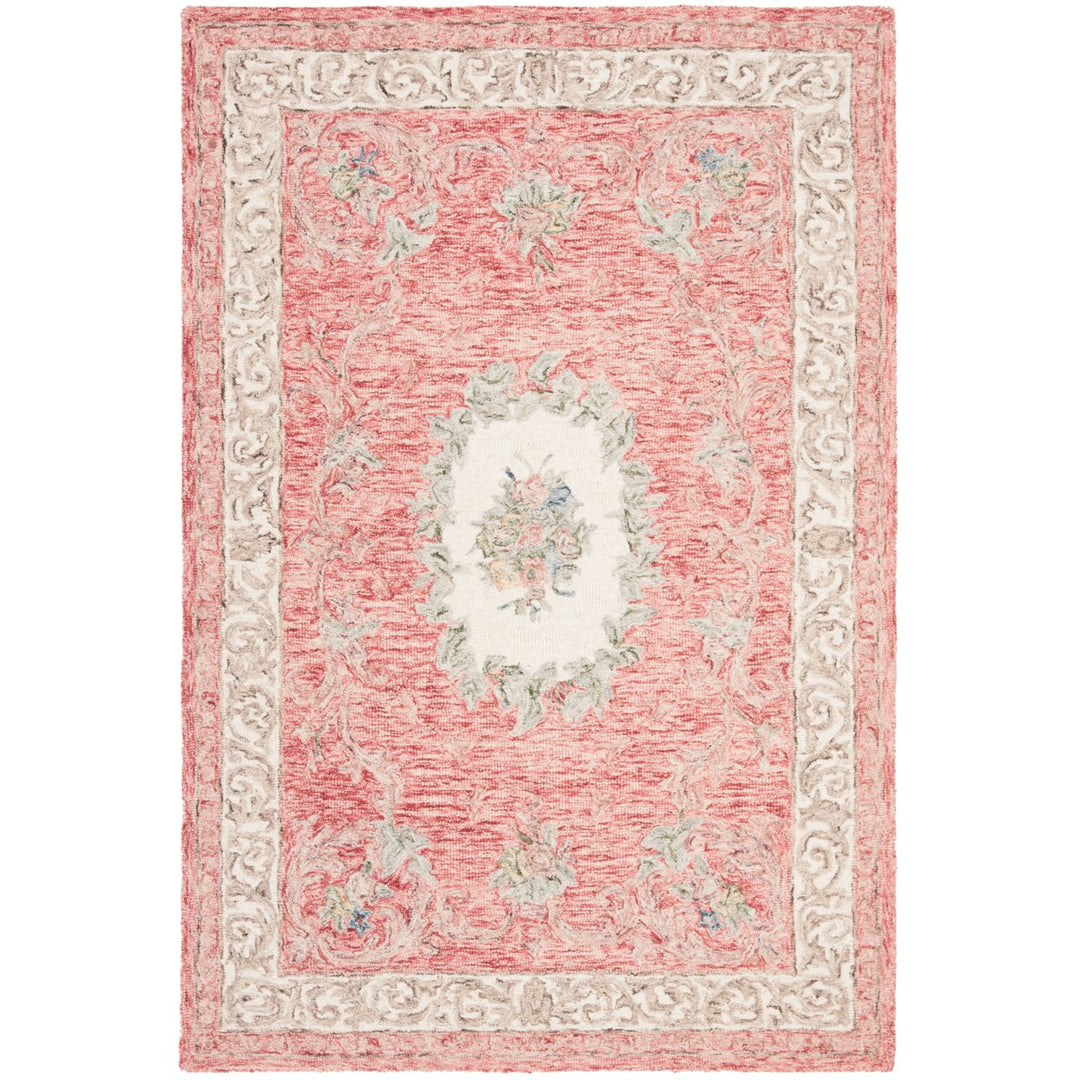 SAFAVIEH Aubusson AUB105Q Handmade Red / Ivory Rug Image 8