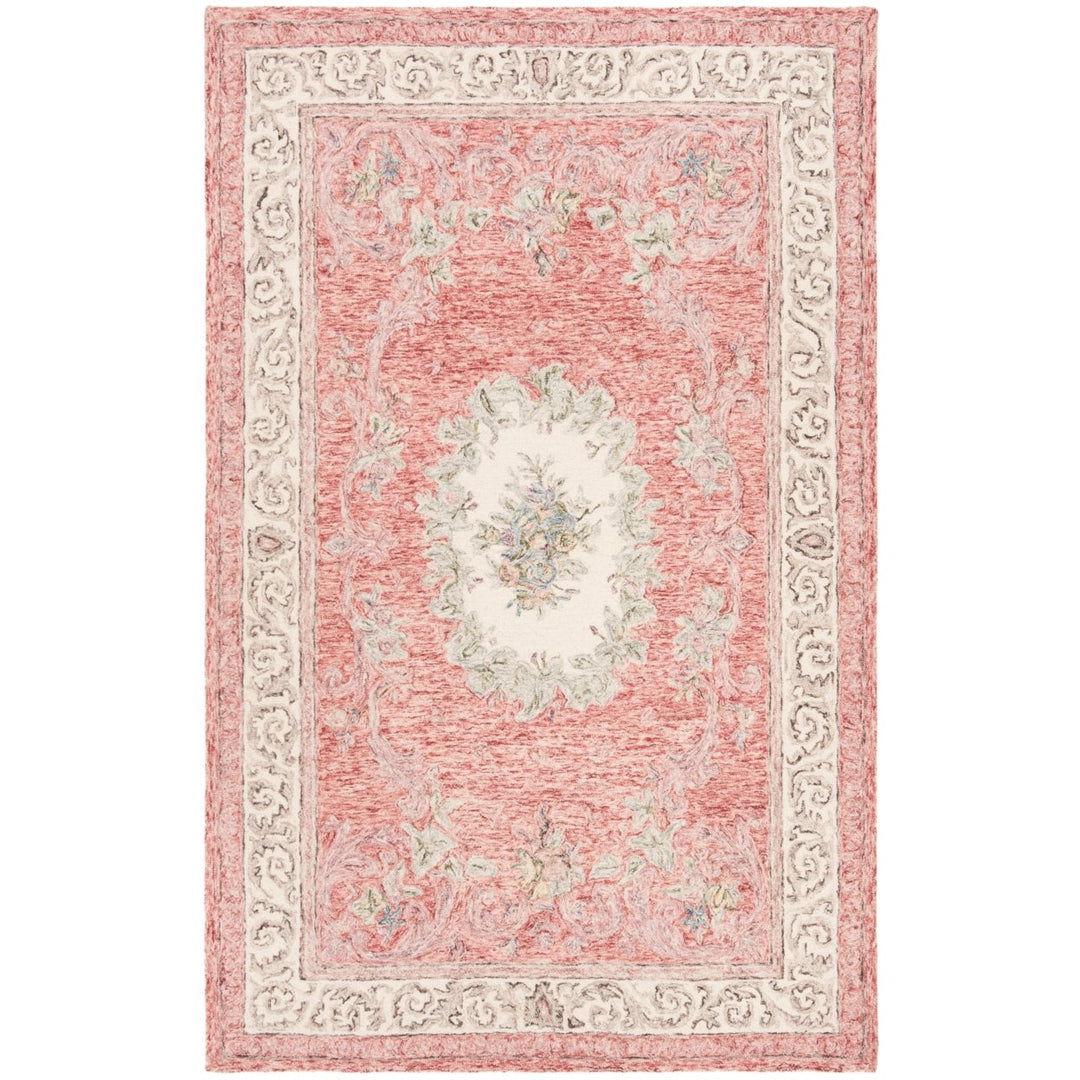 SAFAVIEH Aubusson AUB105Q Handmade Red / Ivory Rug Image 9