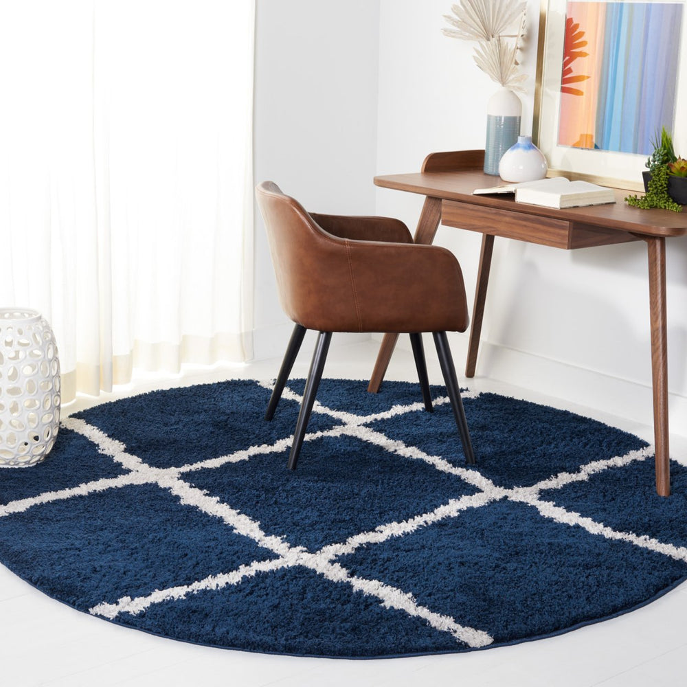 SAFAVIEH August Shag Collection AUG501B Navy / Ivory Rug Image 2