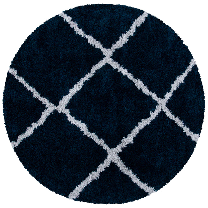 SAFAVIEH August Shag Collection AUG501B Navy / Ivory Rug Image 4