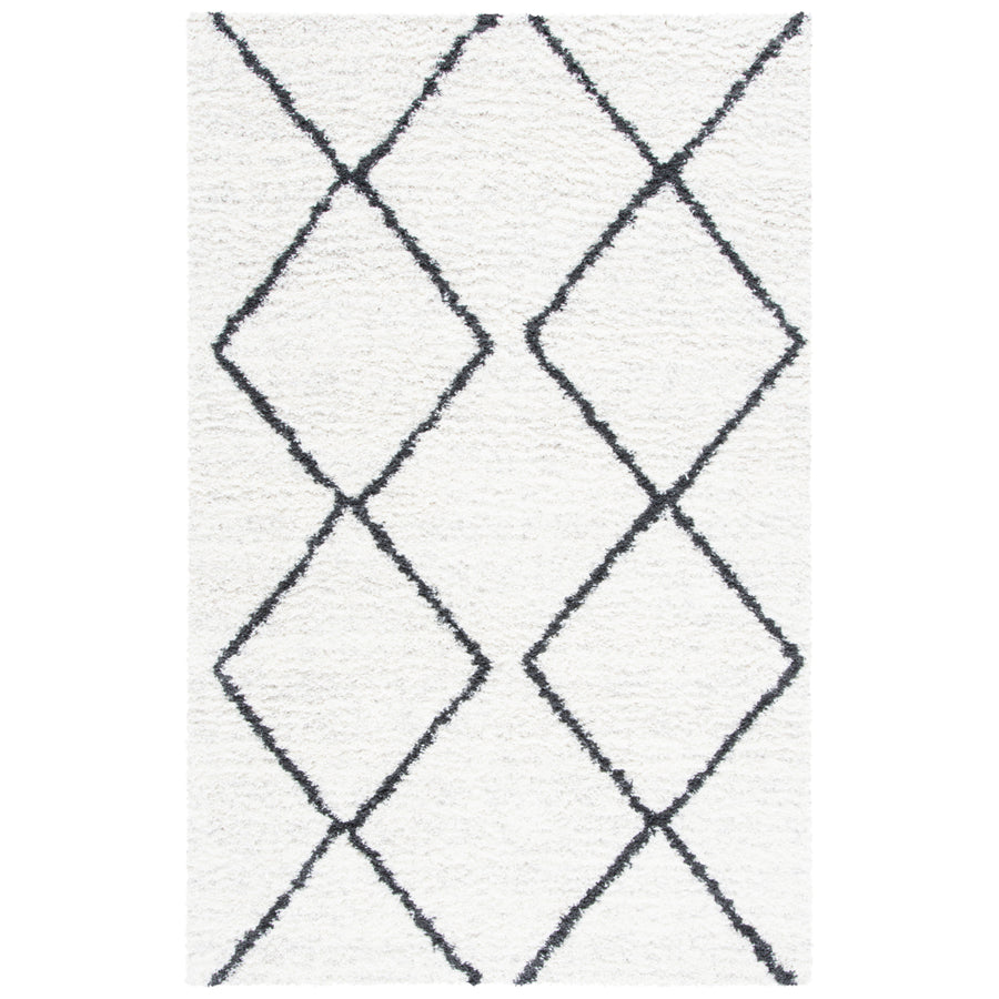 SAFAVIEH August Shag Collection AUG572A Ivory / Black Rug Image 1