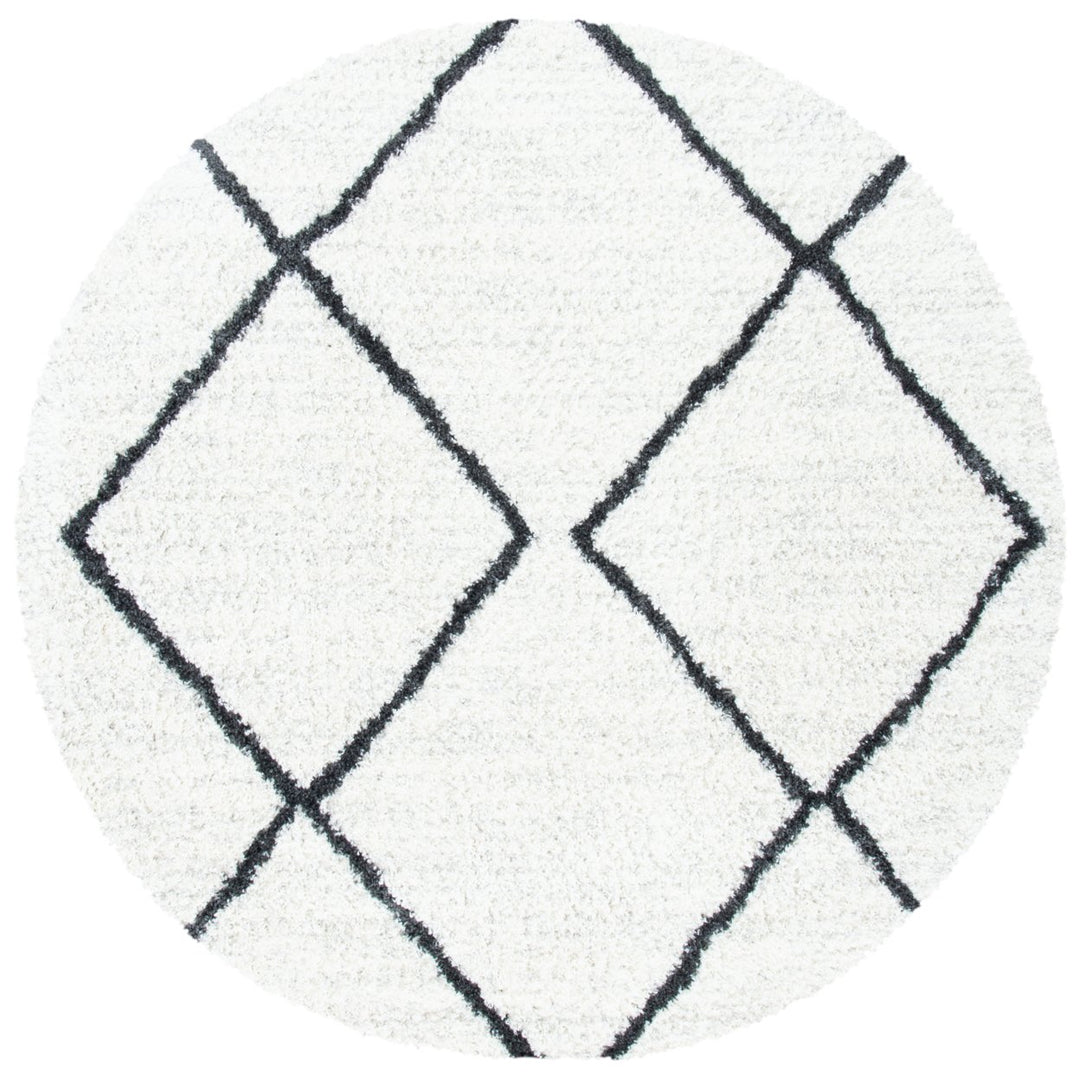 SAFAVIEH August Shag Collection AUG572A Ivory / Black Rug Image 4