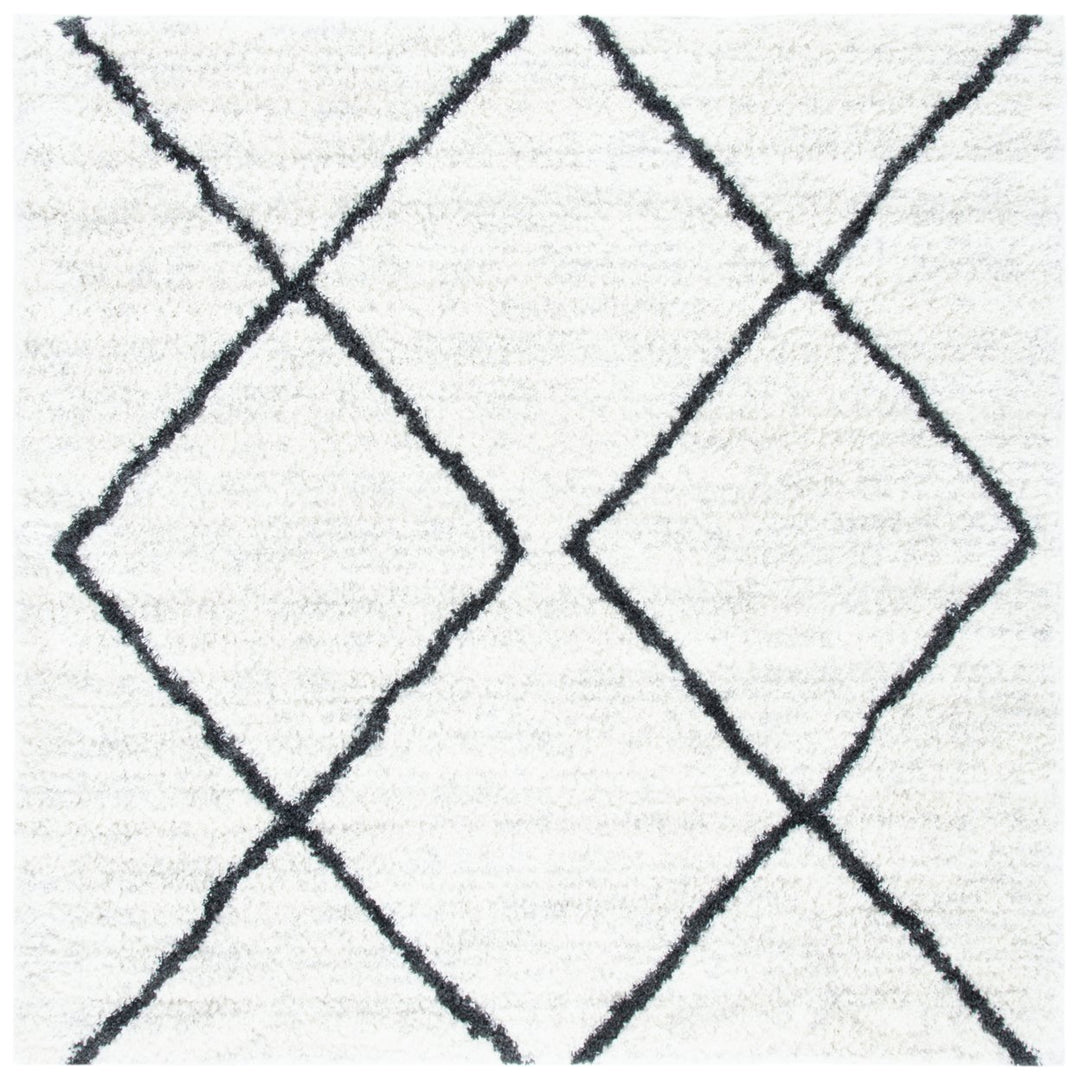 SAFAVIEH August Shag Collection AUG572A Ivory / Black Rug Image 1