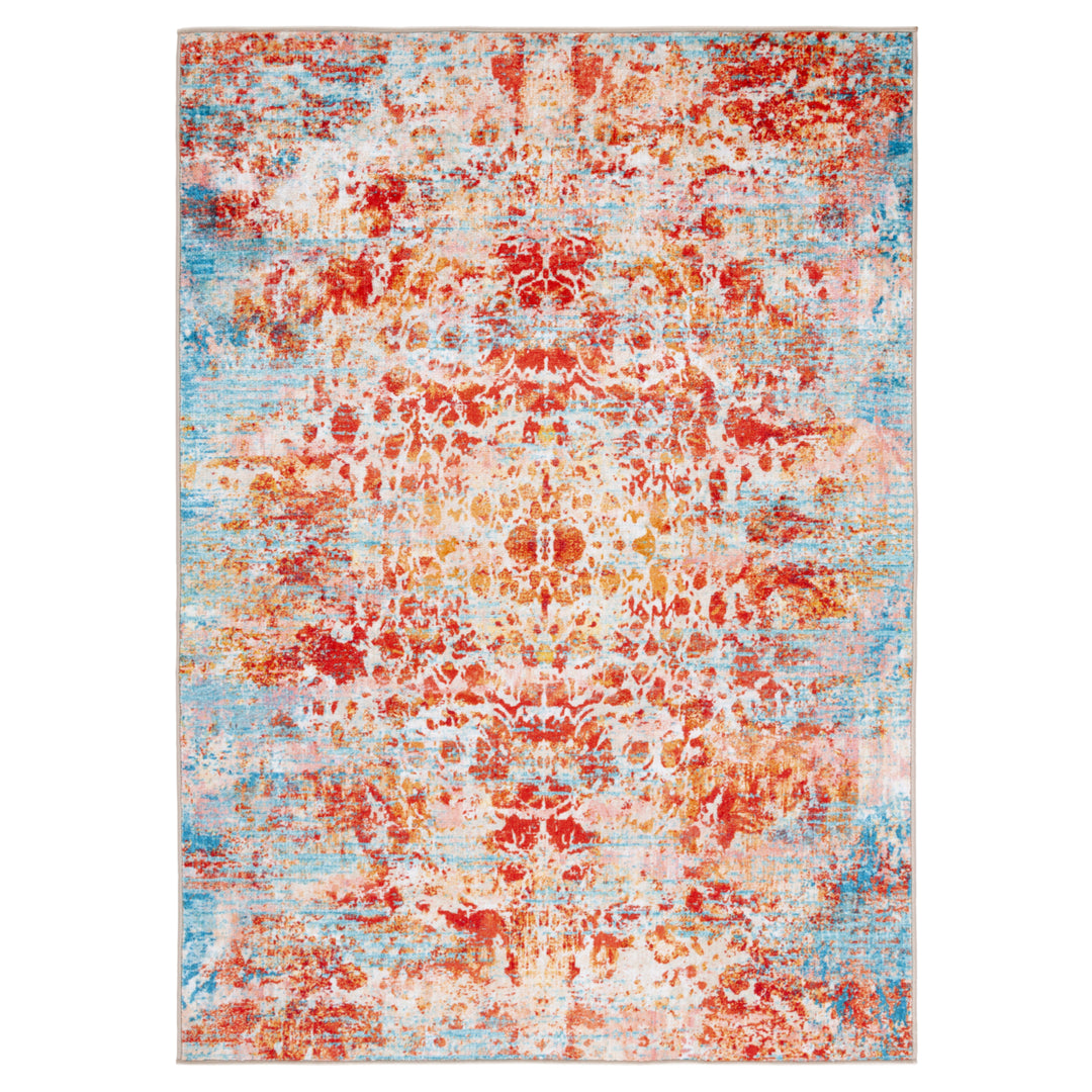 SAFAVIEH Bahia BAH164J Machine Washable Lt Blue / Red Rug Image 2