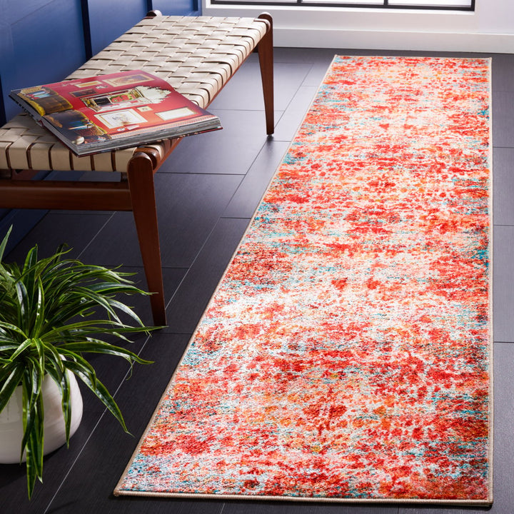 SAFAVIEH Bahia BAH164J Machine Washable Lt Blue / Red Rug Image 4