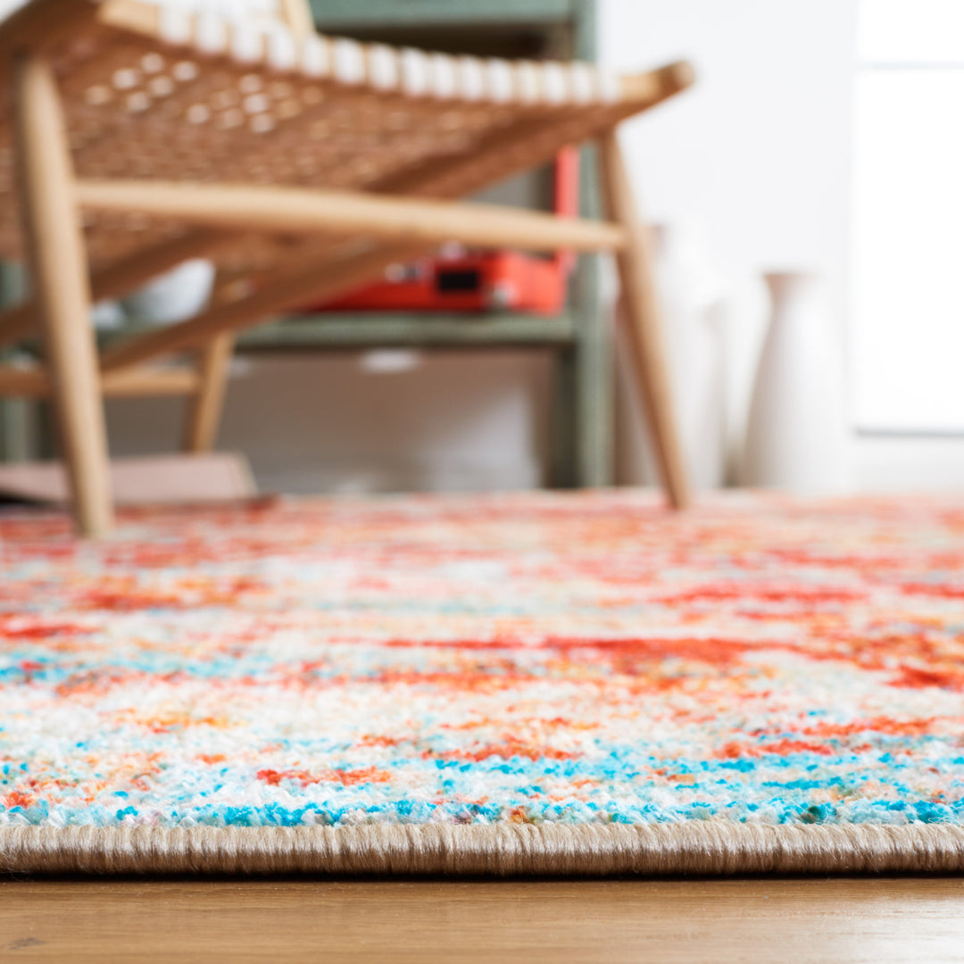 SAFAVIEH Bahia BAH164J Machine Washable Lt Blue / Red Rug Image 9