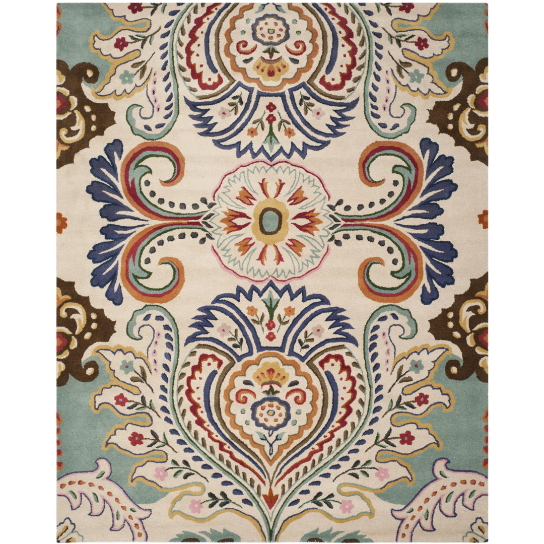 SAFAVIEH Bella BEL118A Handmade Ivory / Teal Rug Image 1