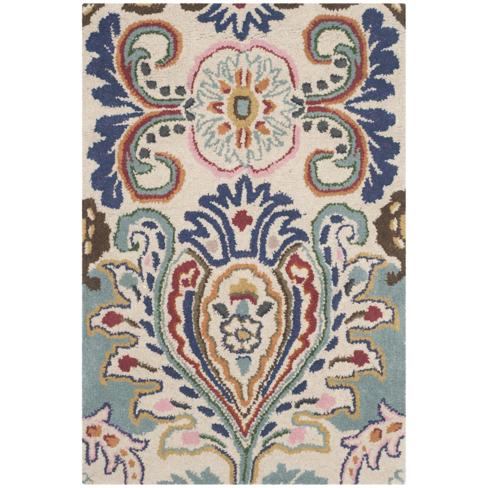 SAFAVIEH Bella BEL118A Handmade Ivory / Teal Rug Image 2