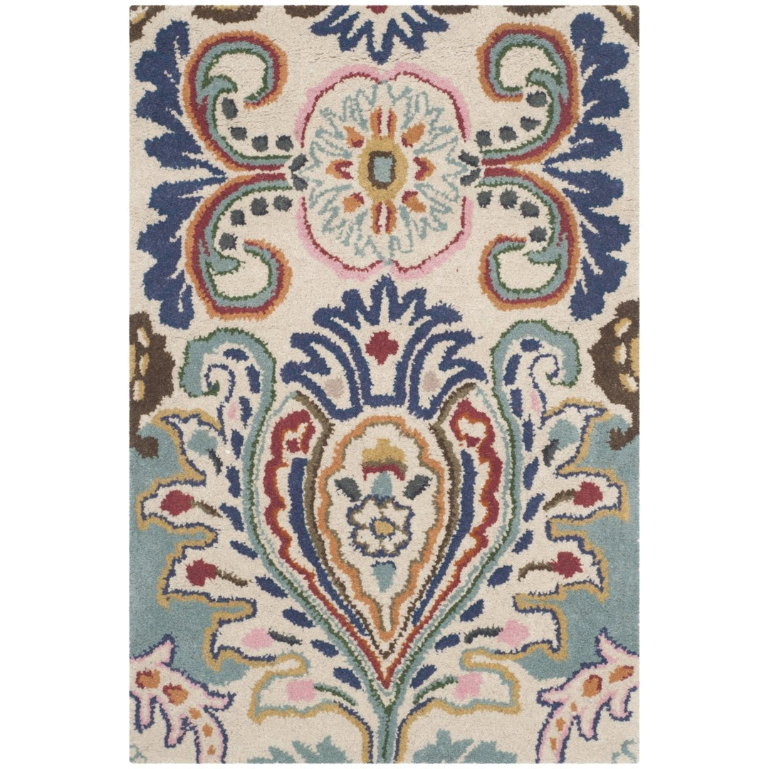 SAFAVIEH Bella BEL118A Handmade Ivory / Teal Rug Image 1