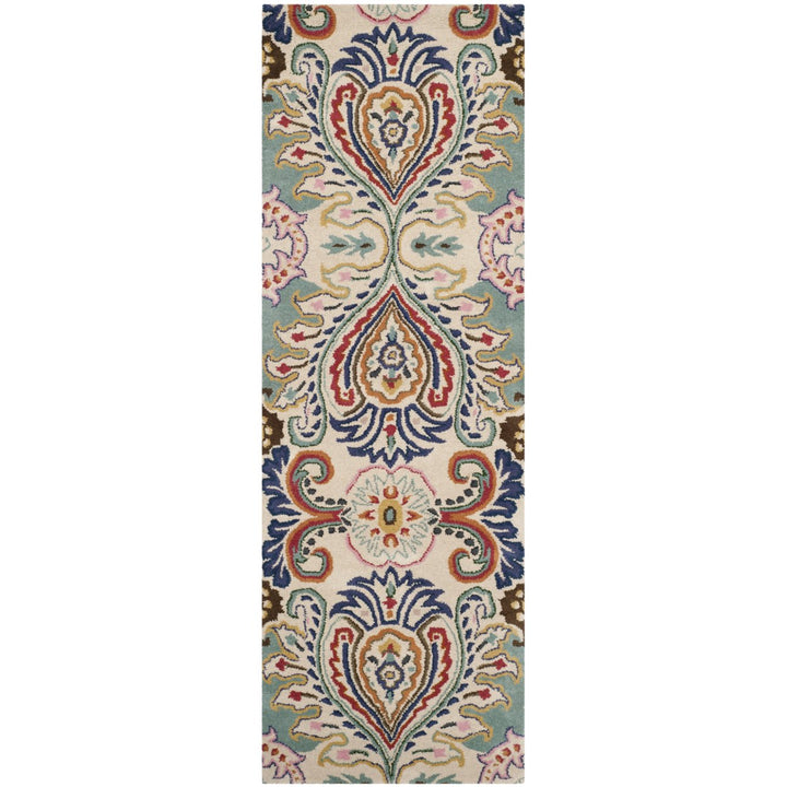 SAFAVIEH Bella BEL118A Handmade Ivory / Teal Rug Image 1