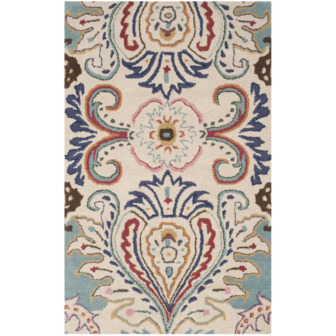 SAFAVIEH Bella BEL118A Handmade Ivory / Teal Rug Image 1