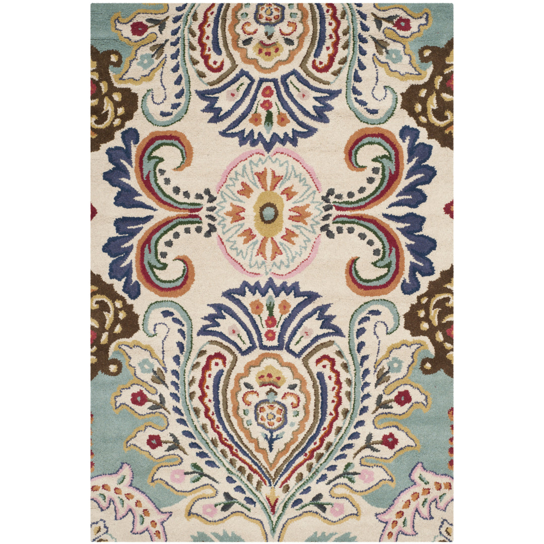 SAFAVIEH Bella BEL118A Handmade Ivory / Teal Rug Image 8