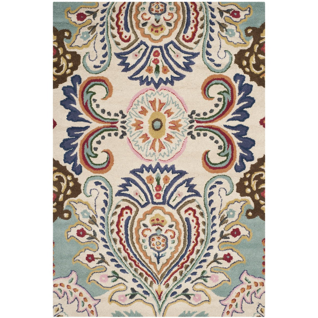 SAFAVIEH Bella BEL118A Handmade Ivory / Teal Rug Image 1