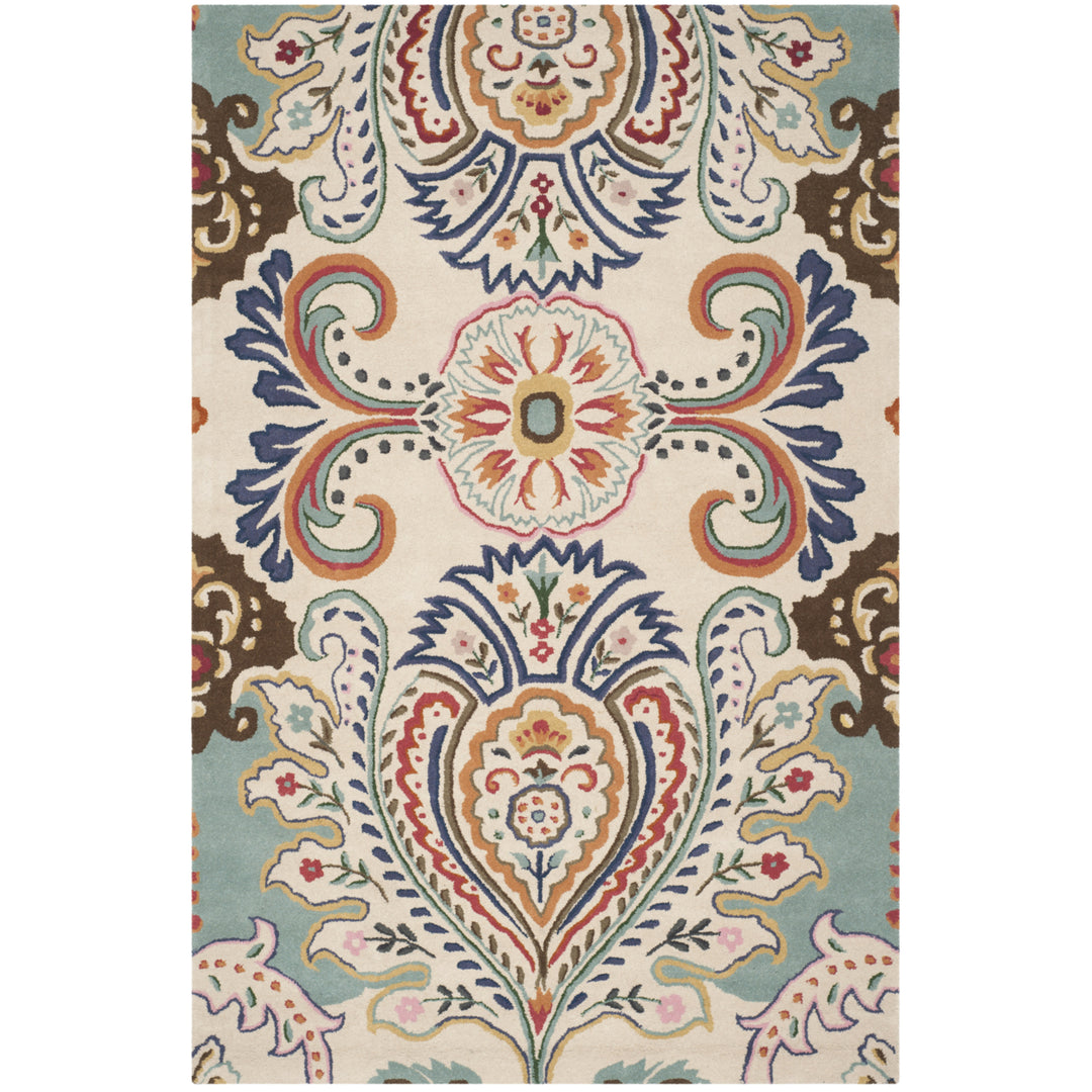 SAFAVIEH Bella BEL118A Handmade Ivory / Teal Rug Image 10