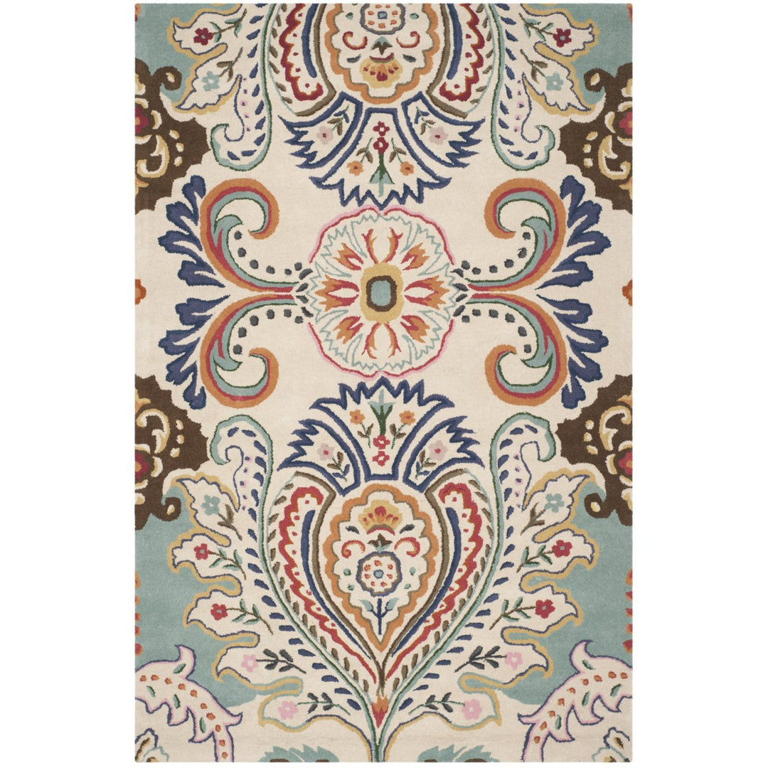 SAFAVIEH Bella BEL118A Handmade Ivory / Teal Rug Image 1