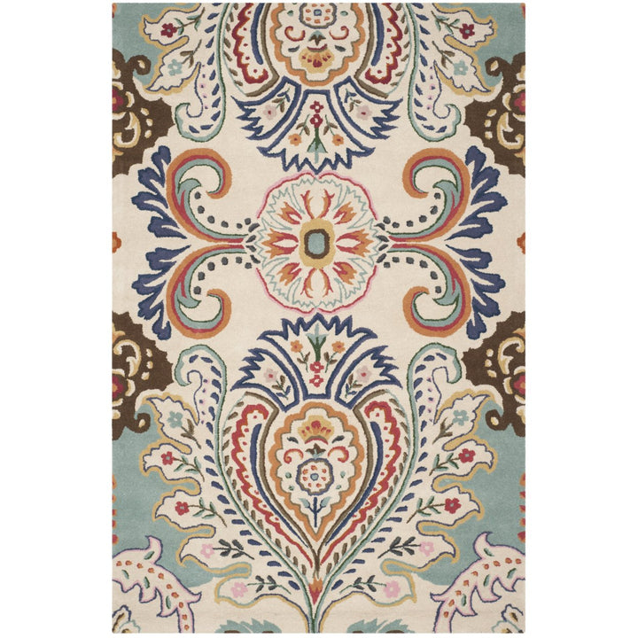 SAFAVIEH Bella BEL118A Handmade Ivory / Teal Rug Image 1