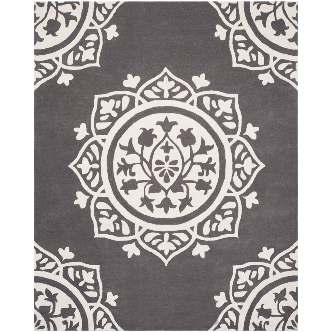 SAFAVIEH Bella BEL136C Handmade Dark Grey / Ivory Rug Image 1