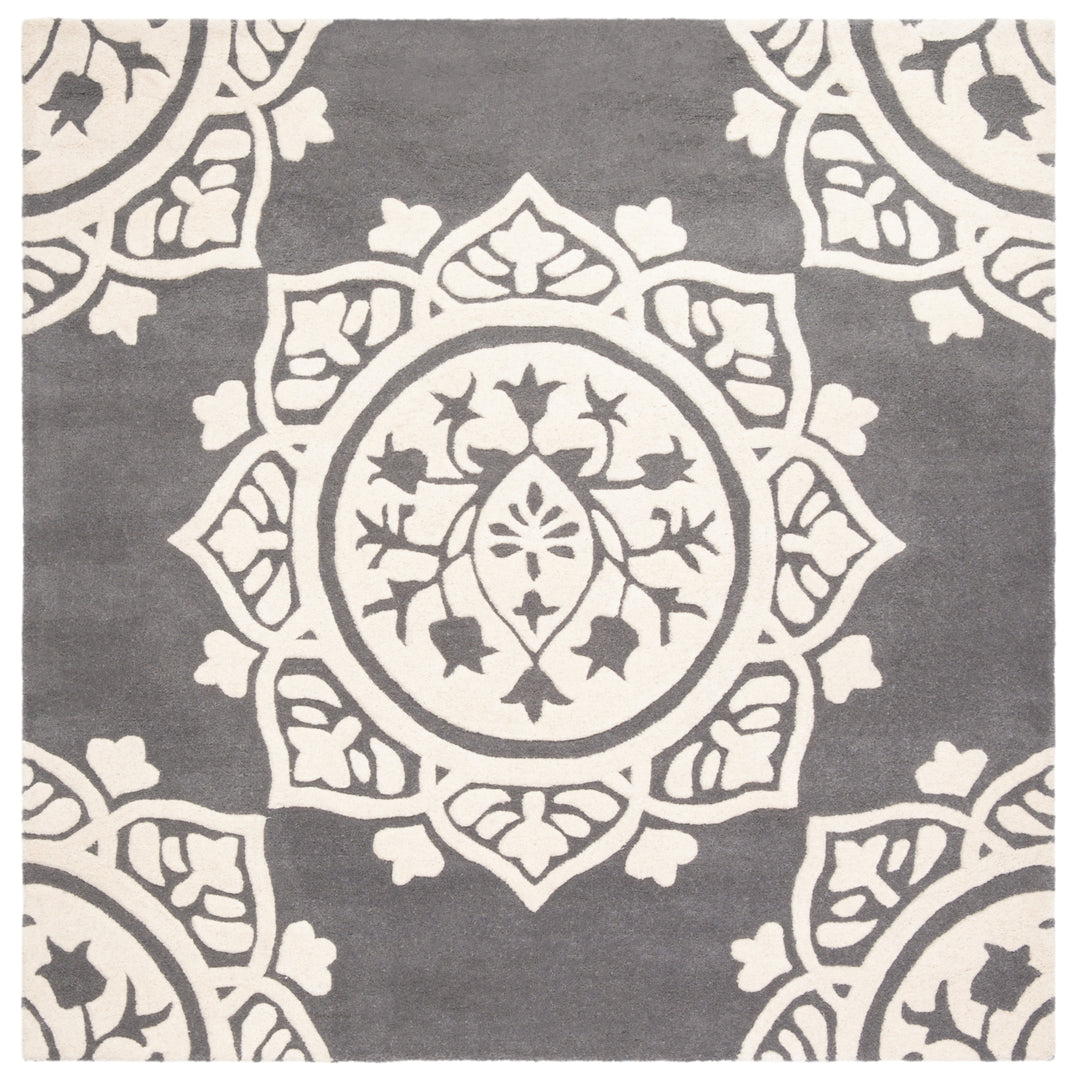 SAFAVIEH Bella BEL136C Handmade Dark Grey / Ivory Rug Image 6