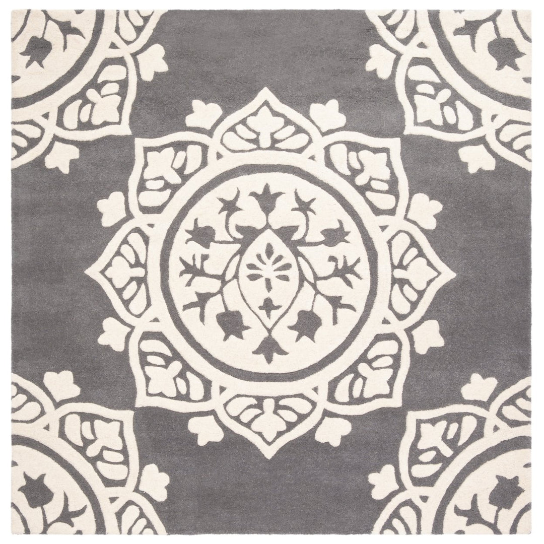 SAFAVIEH Bella BEL136C Handmade Dark Grey / Ivory Rug Image 1