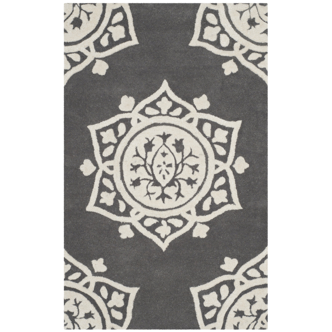 SAFAVIEH Bella BEL136C Handmade Dark Grey / Ivory Rug Image 8