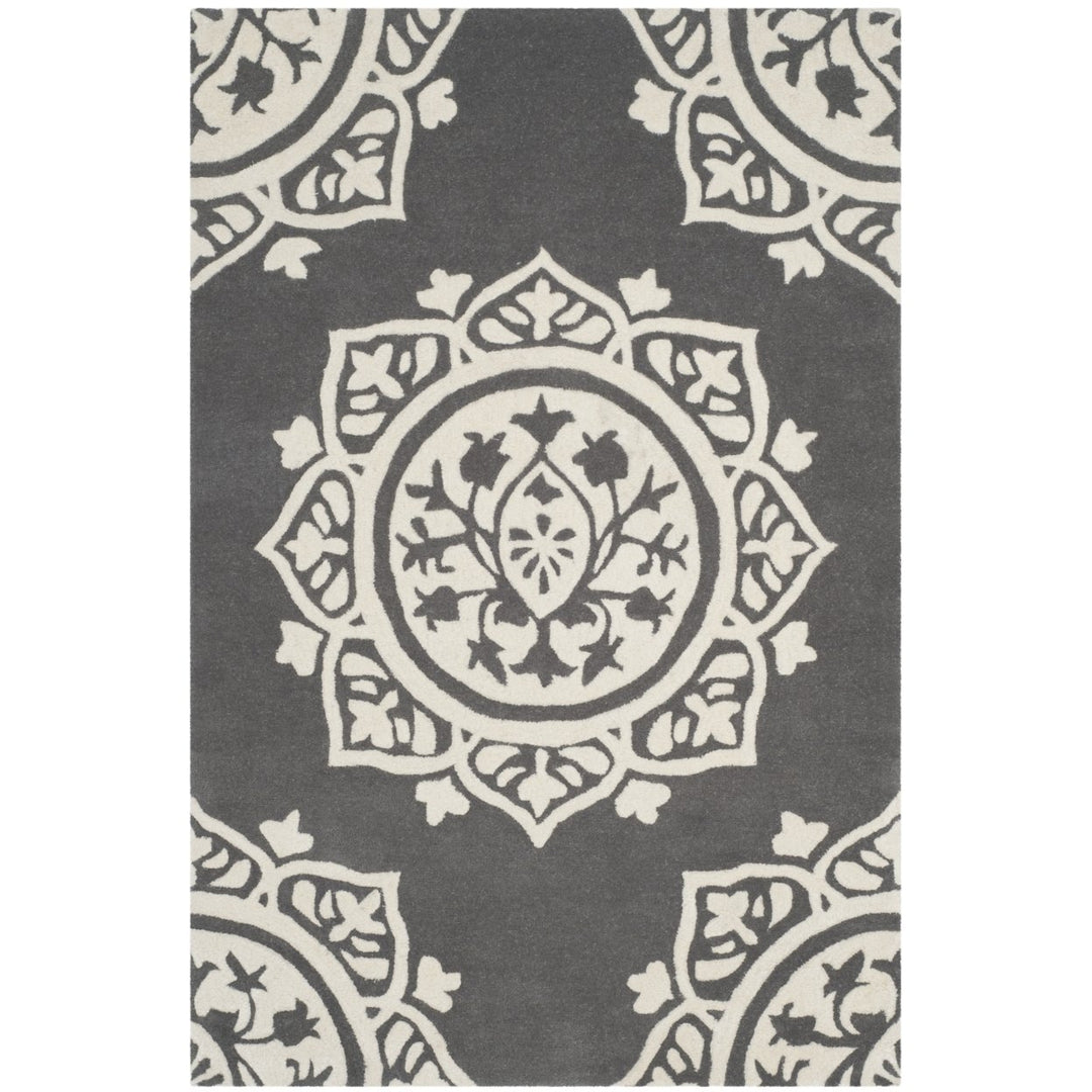 SAFAVIEH Bella BEL136C Handmade Dark Grey / Ivory Rug Image 1