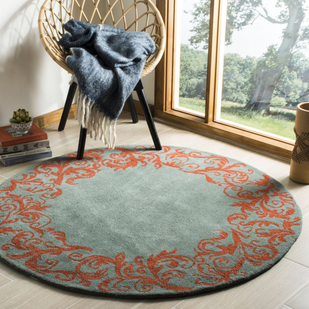 SAFAVIEH Bella BEL350A Handmade Blue / Coral Rug Image 2