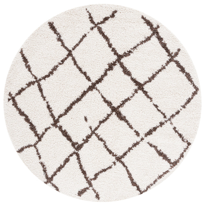 SAFAVIEH Berber Shag Collection BER162A Creme / Brown Rug Image 4