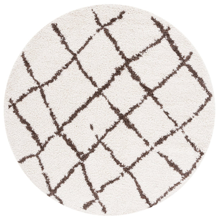 SAFAVIEH Berber Shag Collection BER162A Creme / Brown Rug Image 1