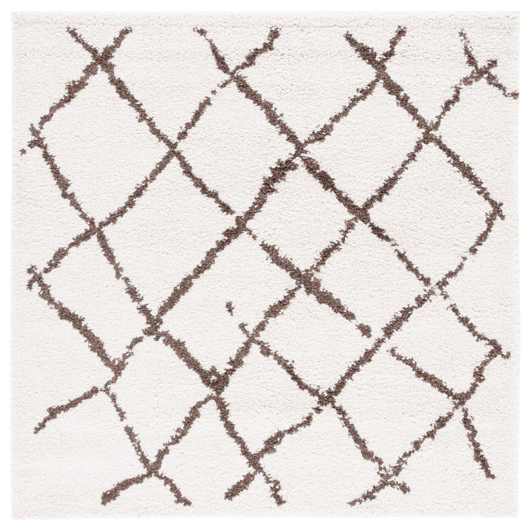 SAFAVIEH Berber Shag Collection BER162A Creme / Brown Rug Image 1