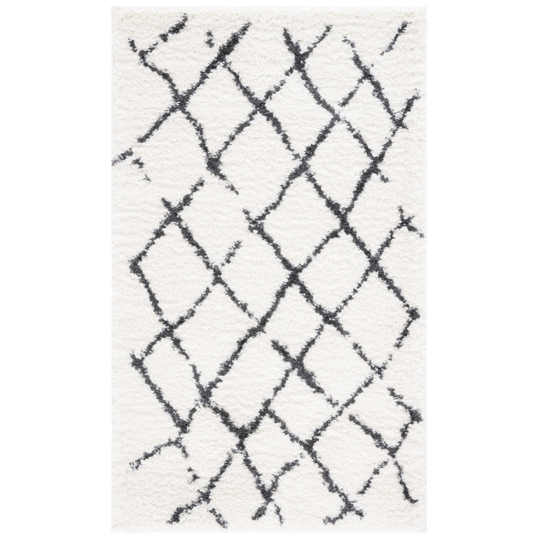 SAFAVIEH Berber Shag Collection BER162A Creme / Brown Rug Image 9