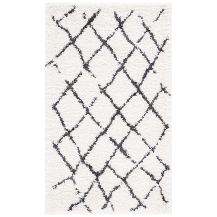 SAFAVIEH Berber Shag Collection BER162A Creme / Brown Rug Image 1