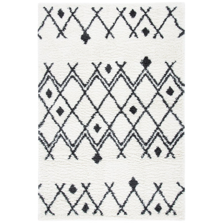 SAFAVIEH Berber Shag Collection BER164D Ivory/Dark Grey Rug Image 2