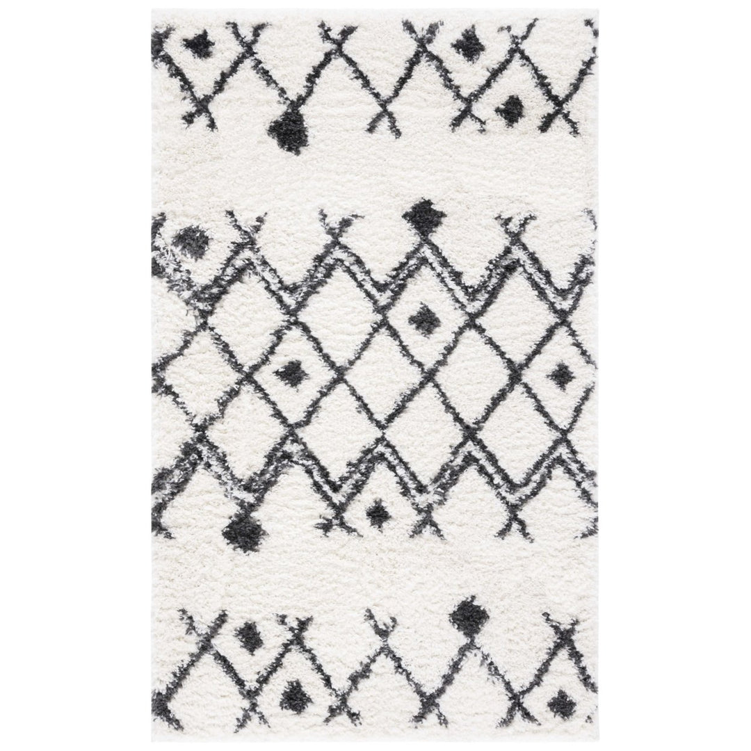 SAFAVIEH Berber Shag Collection BER164D Ivory/Dark Grey Rug Image 4