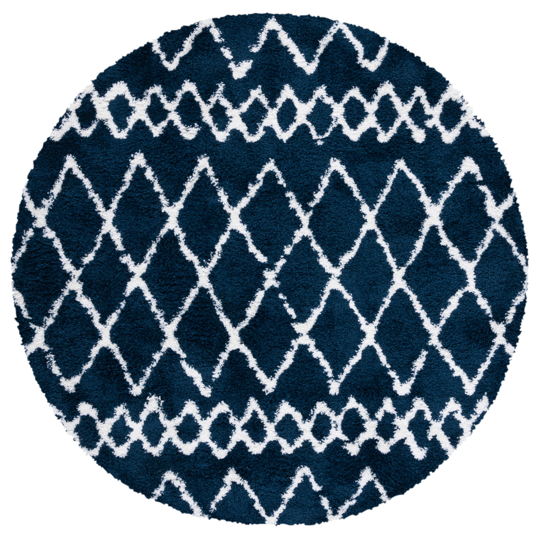 SAFAVIEH Berber Shag Collection BER165N Navy / Ivory Rug Image 4