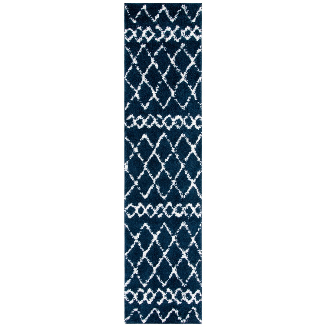 SAFAVIEH Berber Shag Collection BER165N Navy / Ivory Rug Image 1