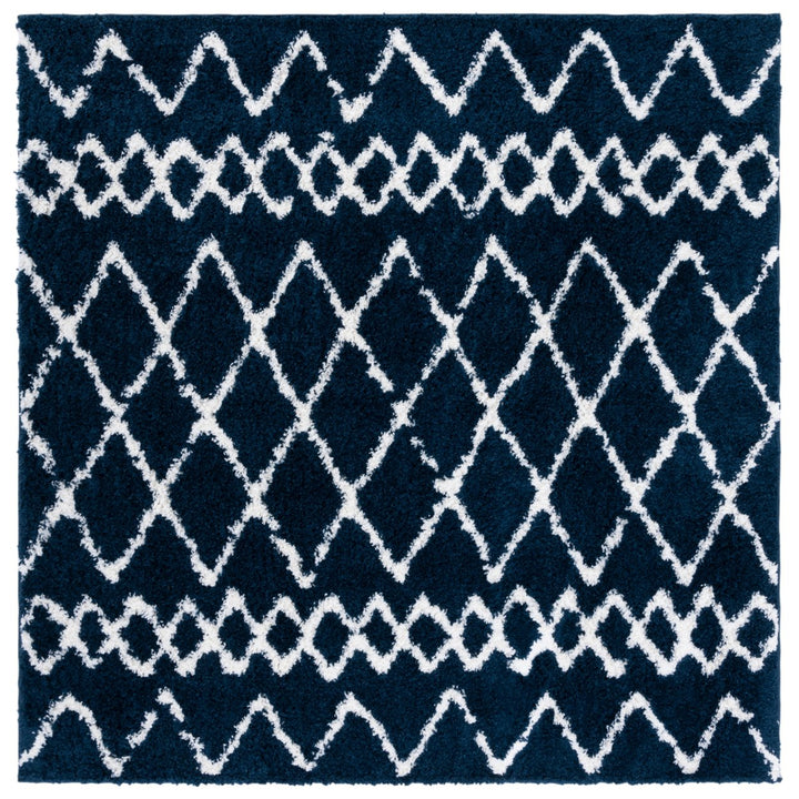 SAFAVIEH Berber Shag Collection BER165N Navy / Ivory Rug Image 1