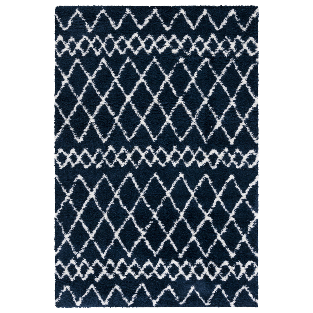 SAFAVIEH Berber Shag Collection BER165N Navy / Ivory Rug Image 9